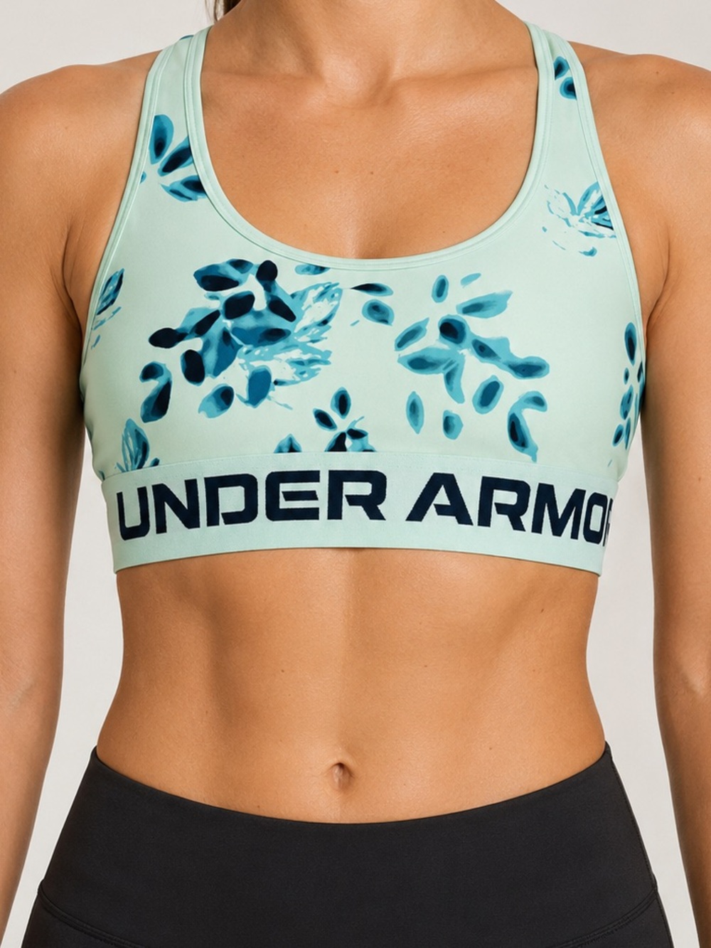 NWT Under Armour Armour Mid Crossback Floral Sports Bra XS Mint